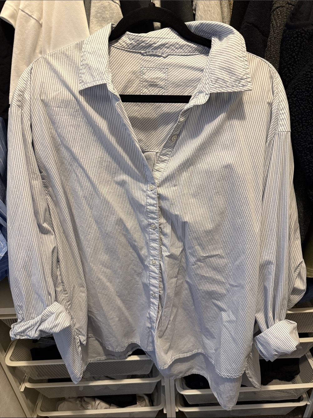 Aerie Light Blue Pinstripe Button-Down Shirt